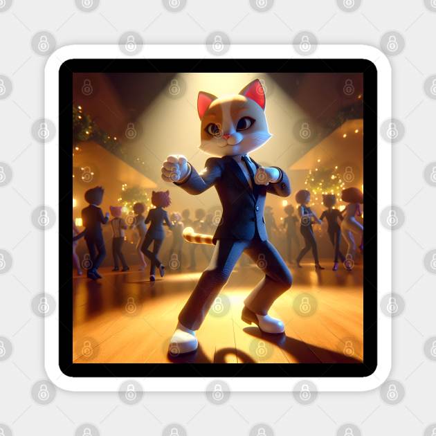 Fancy Felines: Sophisticated Cat Cutting a Rug Magnet by MakerMind8.2