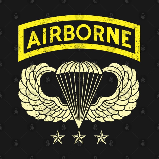 Airborne Paratrooper T-shirt White Jump Wings Airborne Tab by floridadori