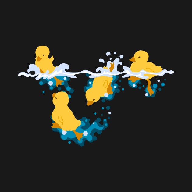 Happy Splashing Ducklings by LyddieDoodles