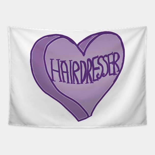 Purple Hair Stylist Love Heart Tapestry by ROLLIE MC SCROLLIE