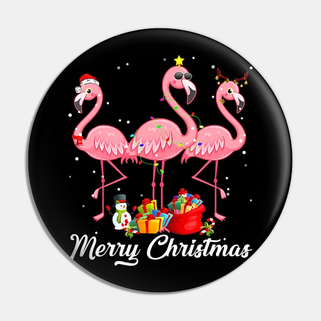 Funny Christmas Flamingo Reindeers Christmas Lights Pajama Pin by mccloysitarh