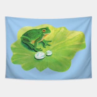 Frog On A Lily Pad Illustration Tapestry