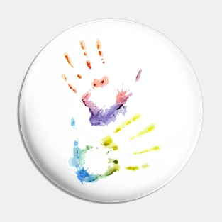 Colorful hand print Pin