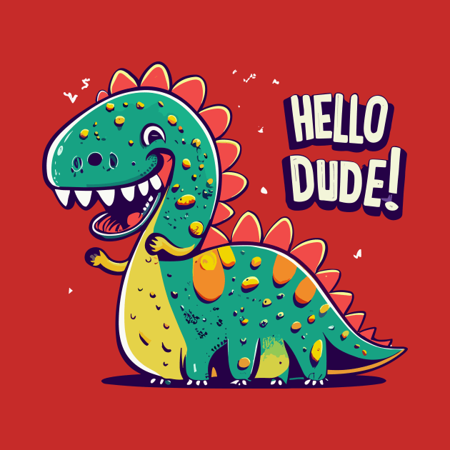 Funny dino says Hello dude by Tiberiuss