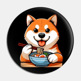 Shiba Inu Loves Ramen Pin