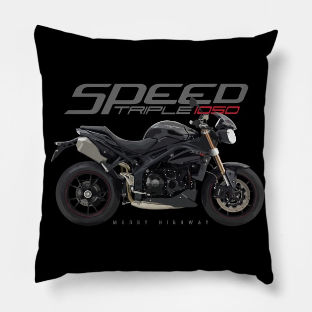 Triumph Speed Triple 15 black, sl Pillow by MessyHighway