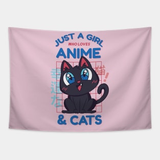Just a Girl Who Loves Anime and Cats Tapestry