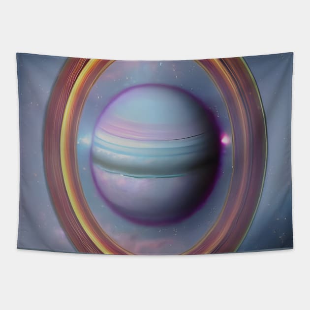 Solar bodies: Planet Uranus Tapestry by Emily's holographic UFO