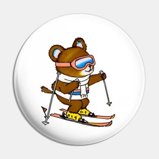 Cute Skiing Chibi Bear Pin