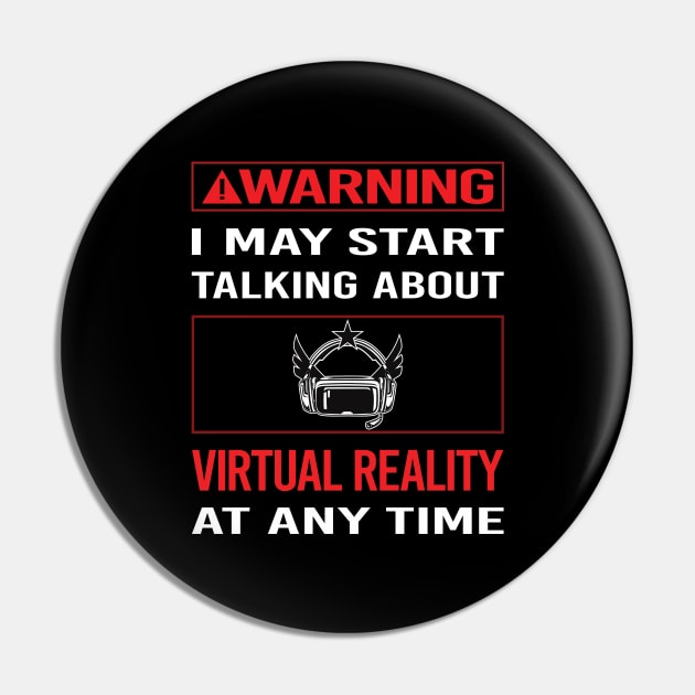 Red Warning Virtual Reality VR Pin by Happy Life