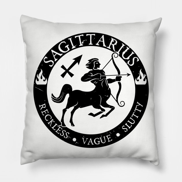 Savage Sagittarius Zodiac Antisocial Astrology Pillow by atomguy