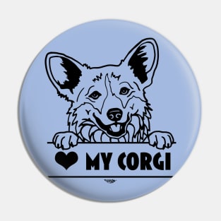 Heart My Corgi Illustration Pin