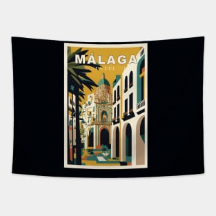 Malaga Costa Del Sol Vintage Art Advertising Tourism Print Tapestry