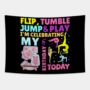 Girls 5th Birthday Gymnastics Themed Party Kids Five Year Old Tapestry