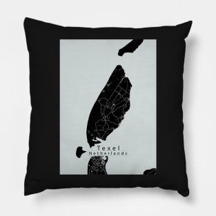 Texel Netherlands Island Map dark Pillow