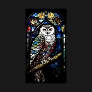 Stained Glass Style Majestic Owl Sitting T-Shirt