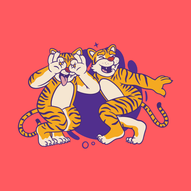 Cute Purple and Gold Tigers Dancing the Griddy // Griddy Dance Cartoon by SLAG_Creative
