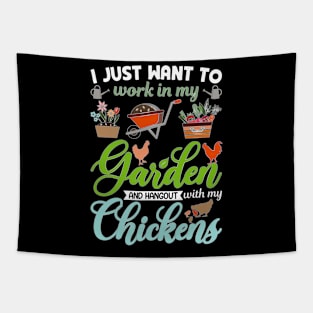 Garden And Chickens Funny Gardener Gardening Chicken Farmer Tapestry