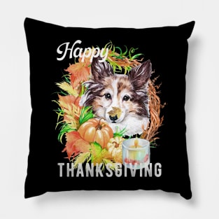 Australian Shepherd Dog Owner Thanksgiving Celebration Harvest Theme Pillow