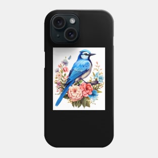 Cute Cottagecore Floral Blue jay Aesthetic Phone Case