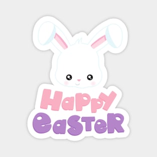 Happy Easter, Cute Bunny, White Bunny, Rabbit Magnet