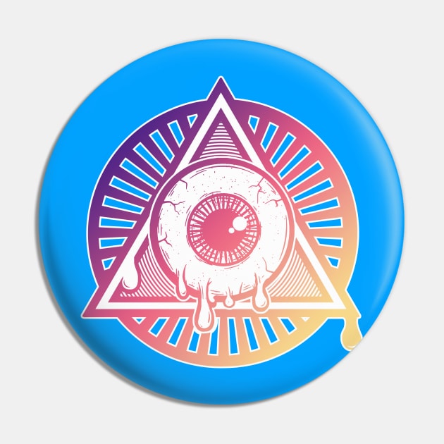 All-Seeing I ------Psychedelic Illuminati Melty Eye Symbol Pin by DankFutura