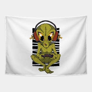 Green Alien Gamer Tapestry