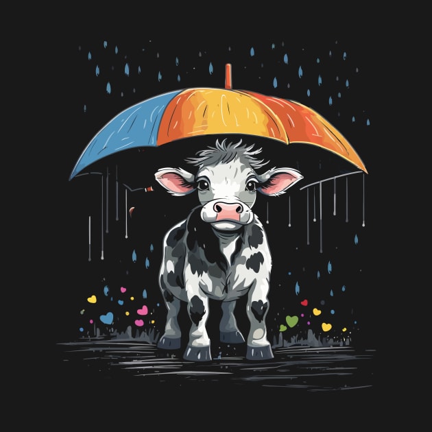 Cow Rainy Day With Umbrella by JH Mart