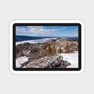 Frozen surface Lake Laberge spring Yukon Canada Magnet