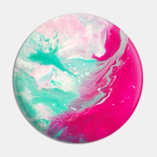 Fluid textured painting pink and mint green Pin