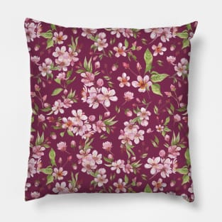 Watercolor sakura flower Pillow