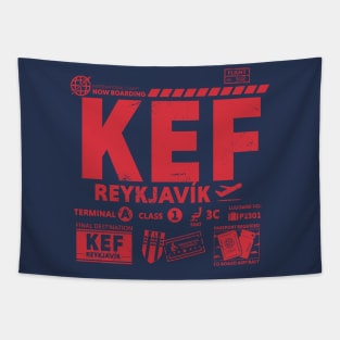 Vintage Reykjavik KEF Airport Code Travel Day Retro Travel Tag Iceland Tapestry