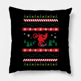 Ugly Christmas Dirtbiker Pillow