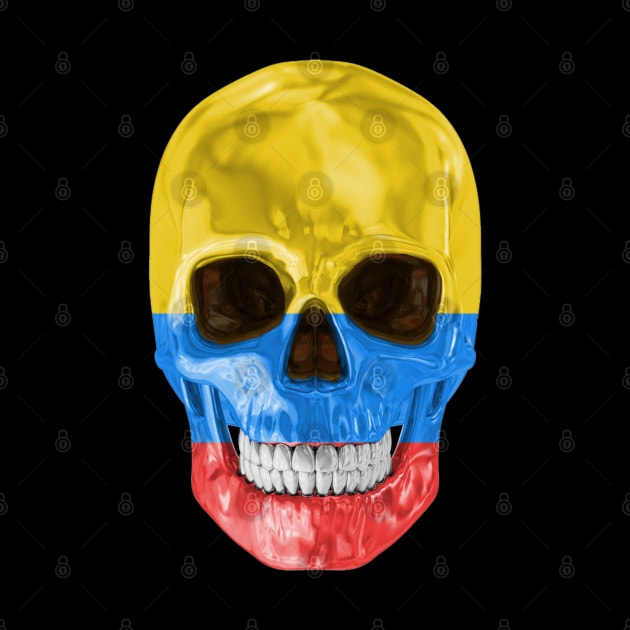 Colombia Flag Skull - Gift for Colombian With Roots From Colombia by Country Flags