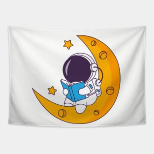The Astronaut collection reading on the moon two stars Tapestry