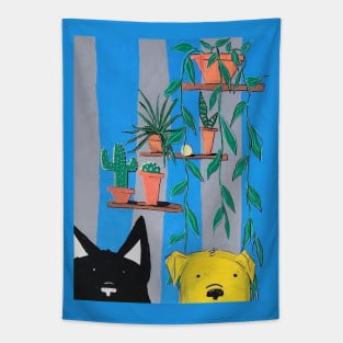 Houseplants & Canines Tapestry