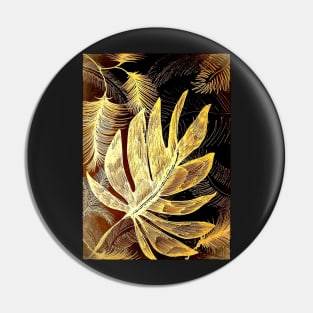 gold shimmer metallic tropical leaves Pin