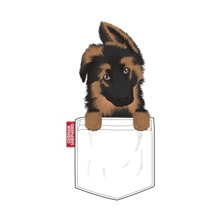 Cute German Shepherd Pocket Puppy T-Shirt