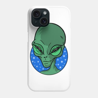 Alien Head In Space With Stars Phone Case