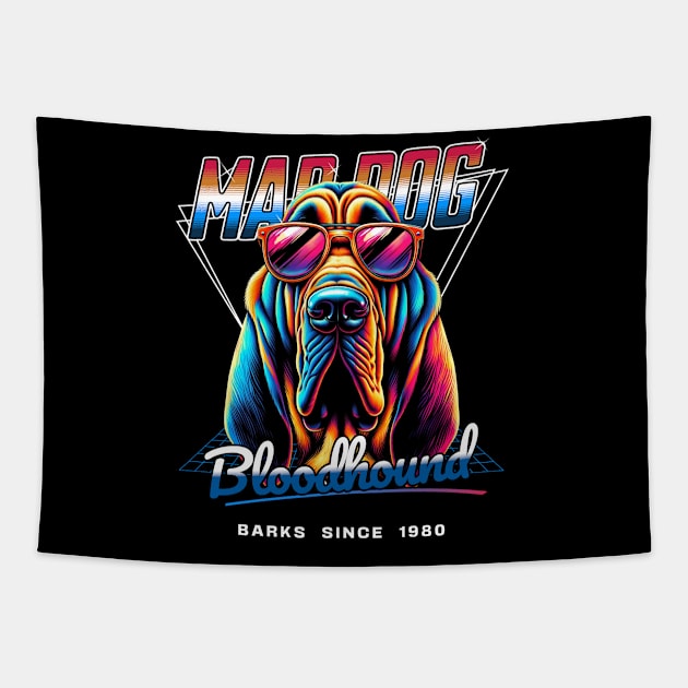 Mad Dog Bloodhound Dog Tapestry by Miami Neon Designs