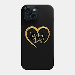 Valentine's Day.Gold Heart Phone Case