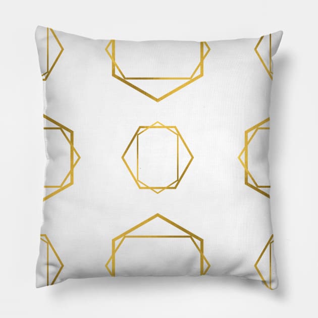 Geometric hexagon gold Pillow by Beccasab photo & design