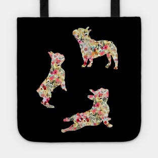 French bulldog yoga, pink e cream frenchie silhouette Tote