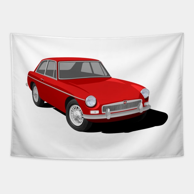 MGB GT Graphic Design -Red Tapestry by NickShirrell