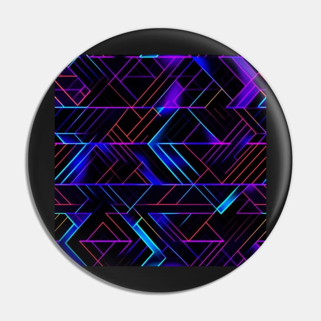 Neon Trippy EDM Festival Rave Pattern Pin by AlexandrAIart