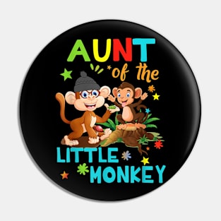 Aunt Of Little Monkey Birthday Family Matching Pin