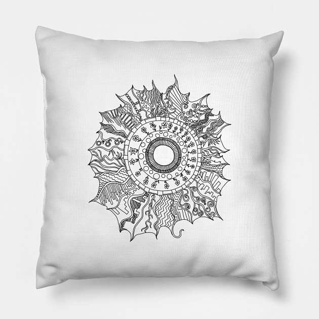 Sea Creature Fantasy Mandala Design Pillow by tanglednonsense