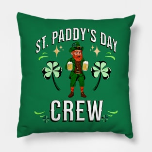 St Paddy's Day Crew Leprechaun Shamrock Clover St Patrick's Day Pillow