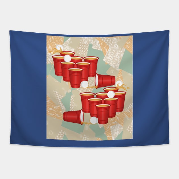 Party Drinking Game Beerpong Beer Pong Tapestry by flofin