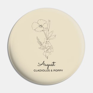 Birthday Flowers - August ~ Gladiolus & Poppy Pin